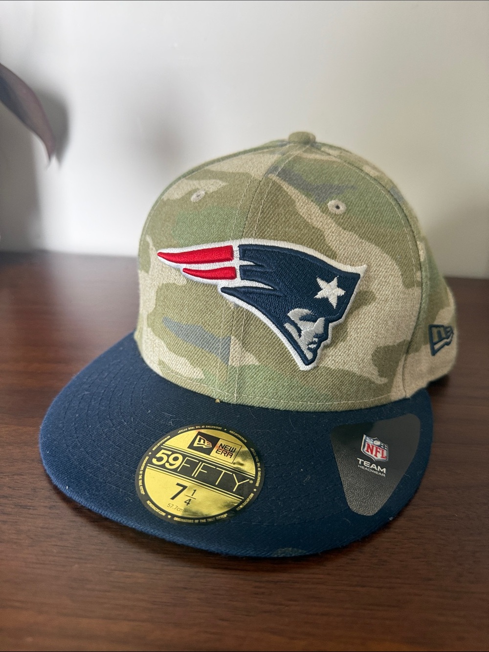 New Era Patriots Camo Cap with Navy Brim